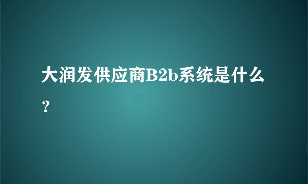 大润发供应商B2b系统是什么?