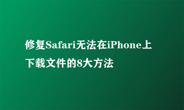 修复Safari无法在iPhone上下载文件的8大方法