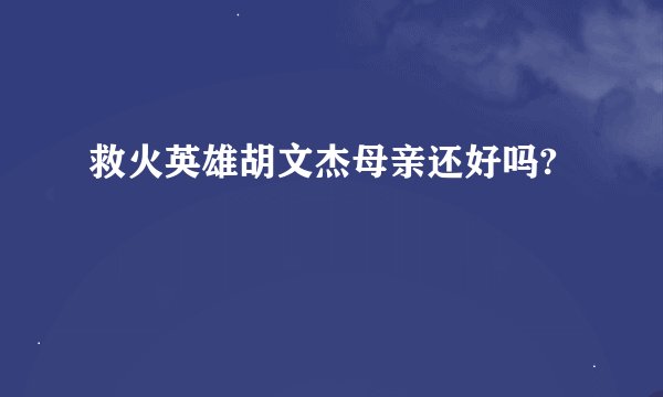救火英雄胡文杰母亲还好吗?