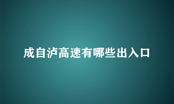成自泸高速有哪些出入口