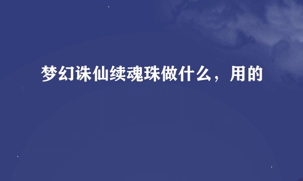 梦幻诛仙续魂珠做什么，用的