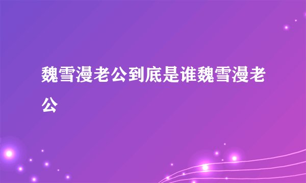 魏雪漫老公到底是谁魏雪漫老公