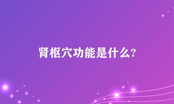 肾枢穴功能是什么?