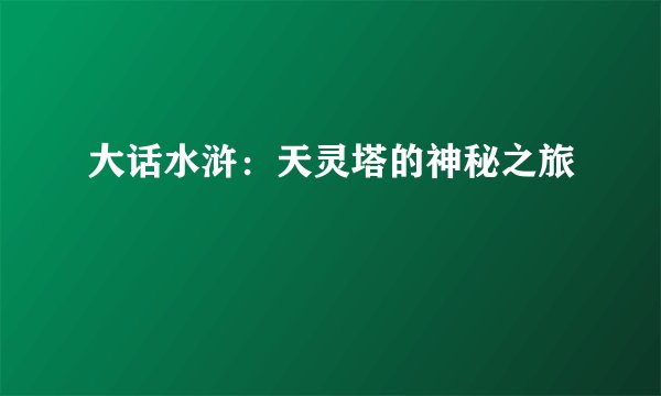 大话水浒：天灵塔的神秘之旅