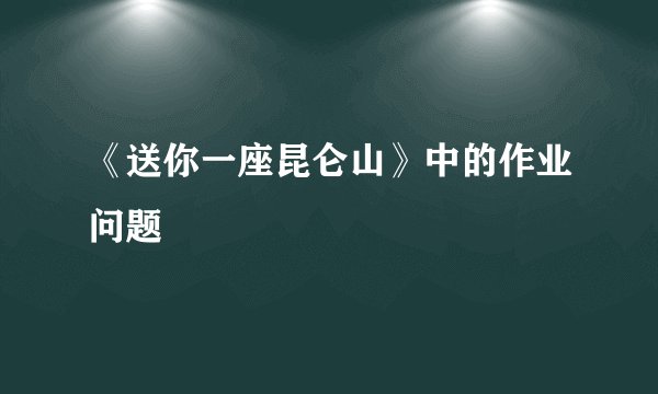 《送你一座昆仑山》中的作业问题