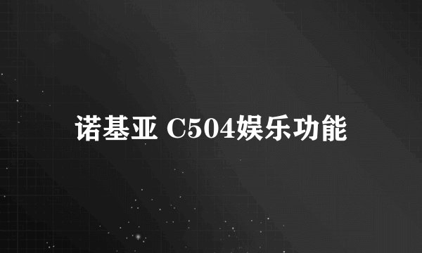 诺基亚 C504娱乐功能