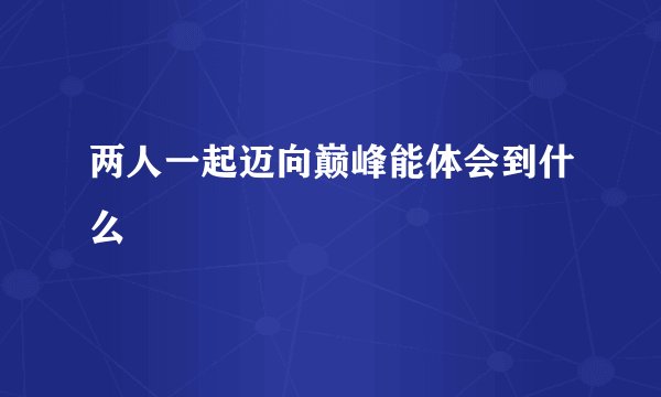 两人一起迈向巅峰能体会到什么
