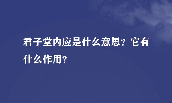 君子堂内应是什么意思？它有什么作用？