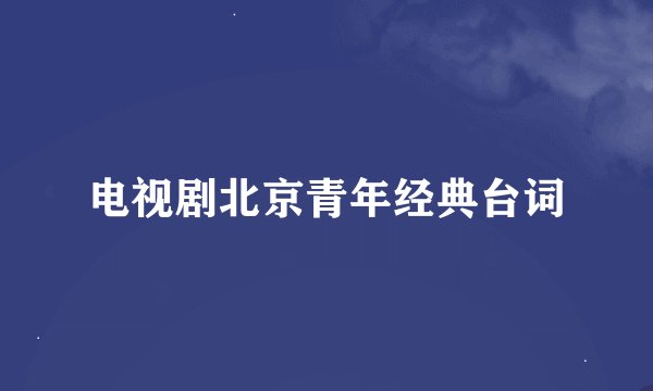 电视剧北京青年经典台词