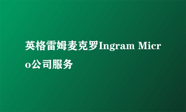 英格雷姆麦克罗Ingram Micro公司服务