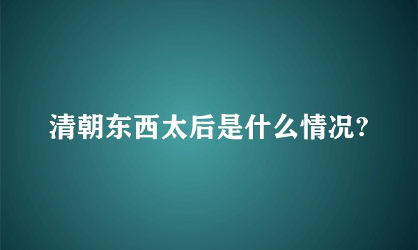 清朝东西太后是什么情况?