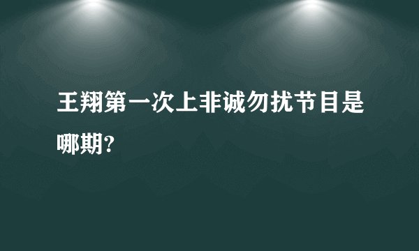王翔第一次上非诚勿扰节目是哪期?