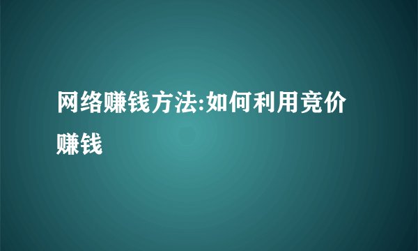 网络赚钱方法:如何利用竞价赚钱