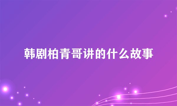 韩剧柏青哥讲的什么故事