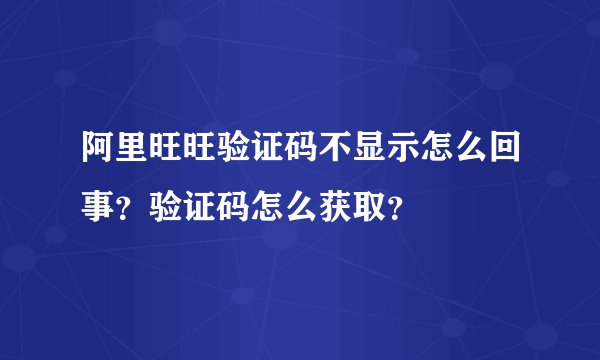 阿里旺旺验证码不显示怎么回事？验证码怎么获取？