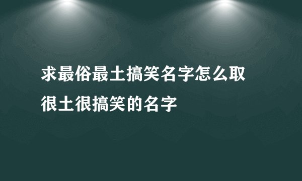 求最俗最土搞笑名字怎么取 很土很搞笑的名字
