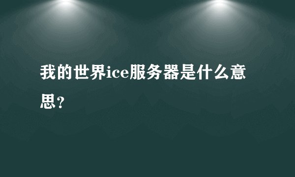 我的世界ice服务器是什么意思？