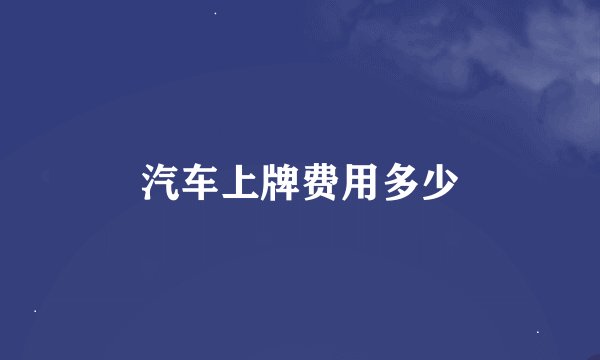 汽车上牌费用多少