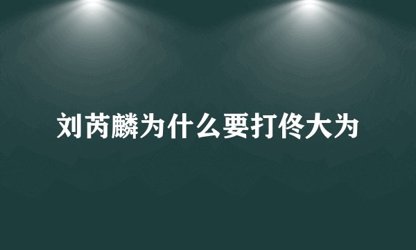 刘芮麟为什么要打佟大为
