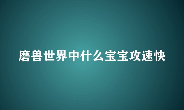 磨兽世界中什么宝宝攻速快