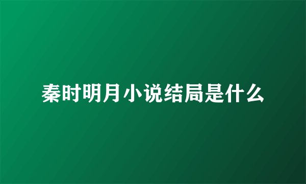 秦时明月小说结局是什么