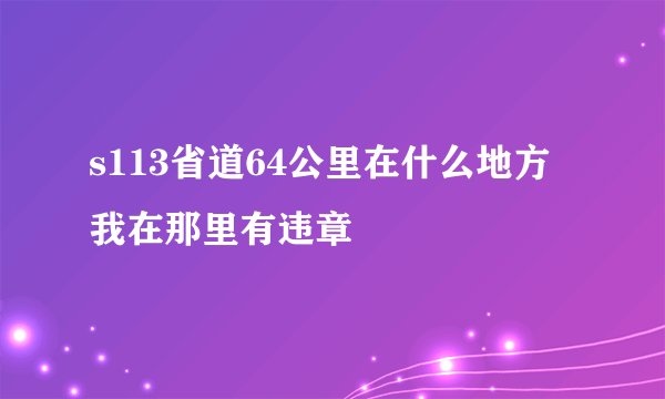 s113省道64公里在什么地方我在那里有违章