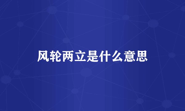 风轮两立是什么意思