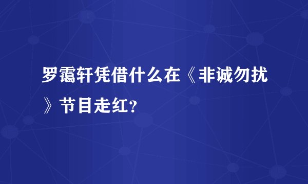 罗霭轩凭借什么在《非诚勿扰》节目走红？