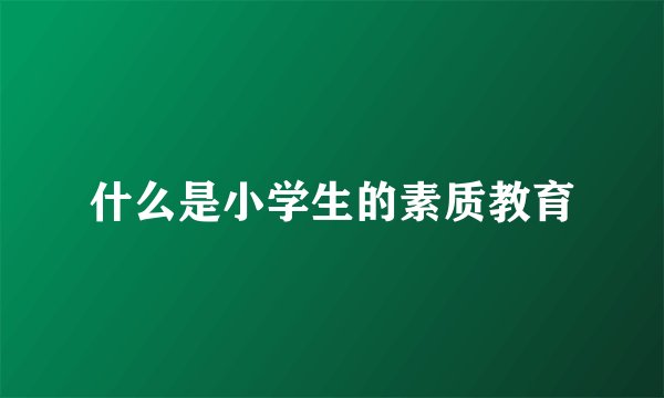 什么是小学生的素质教育