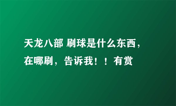 天龙八部 刷球是什么东西，在哪刷，告诉我！！有赏