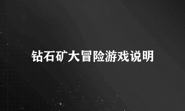 钻石矿大冒险游戏说明