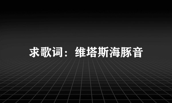 求歌词：维塔斯海豚音