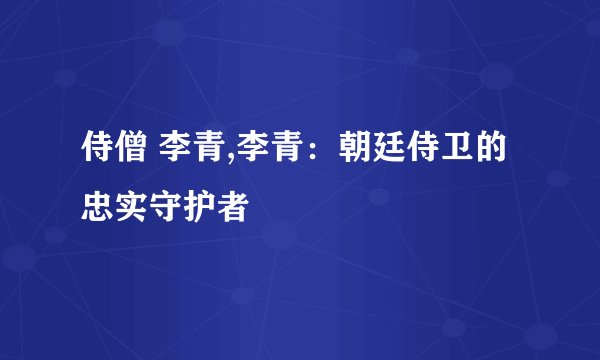 侍僧 李青,李青:朝廷侍卫的忠实守护者