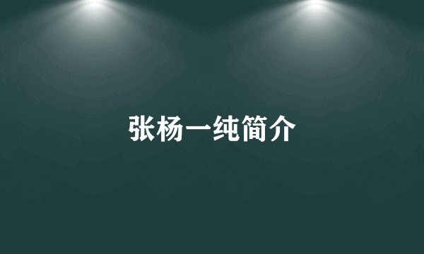 张杨一纯简介