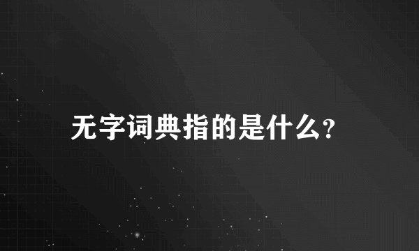 无字词典指的是什么？