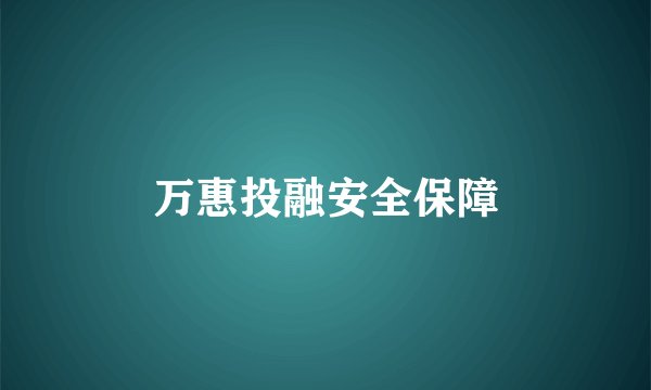万惠投融安全保障