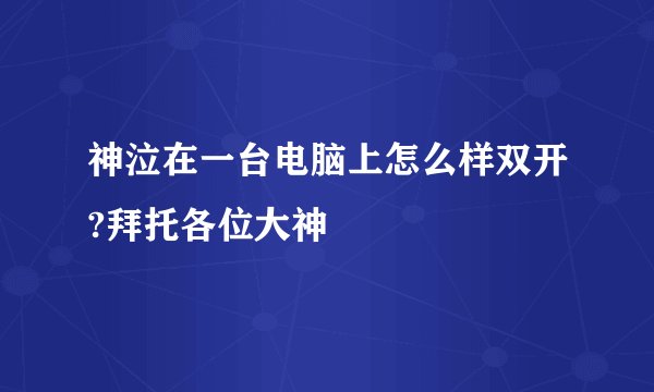 神泣在一台电脑上怎么样双开?拜托各位大神