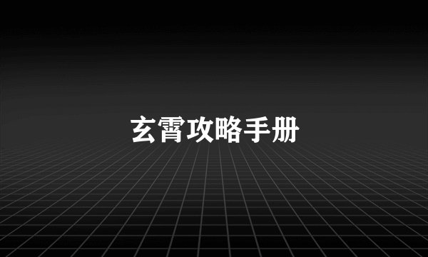 玄霄攻略手册