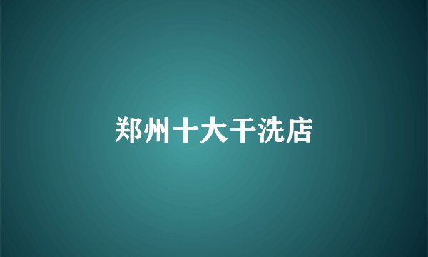 郑州十大干洗店