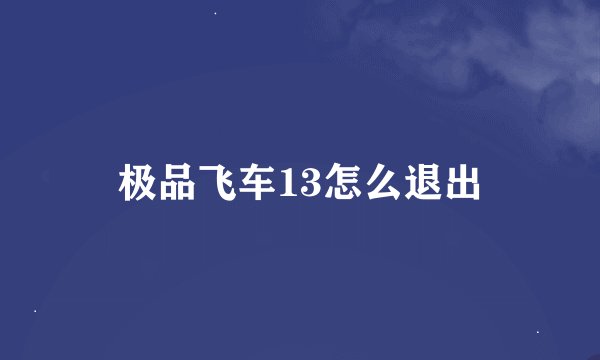 极品飞车13怎么退出