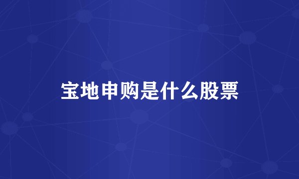 宝地申购是什么股票