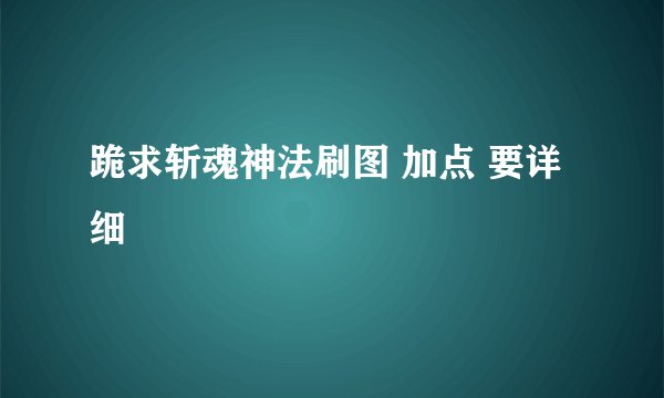 跪求斩魂神法刷图 加点 要详细