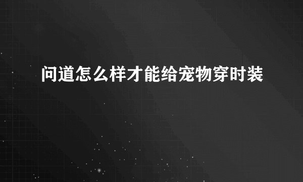 问道怎么样才能给宠物穿时装
