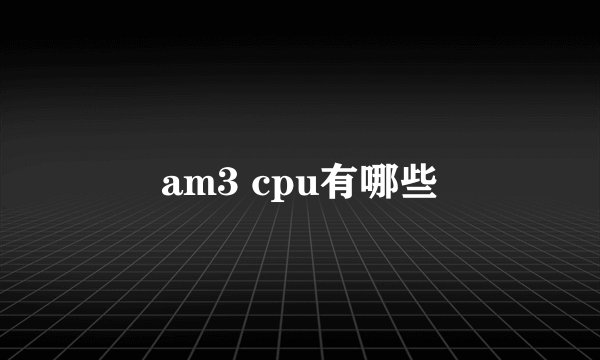 am3 cpu有哪些