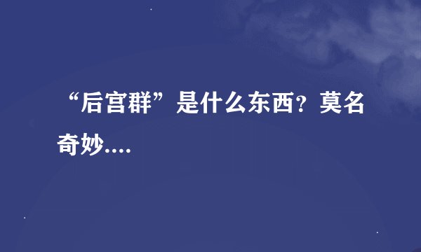 “后宫群”是什么东西？莫名奇妙....