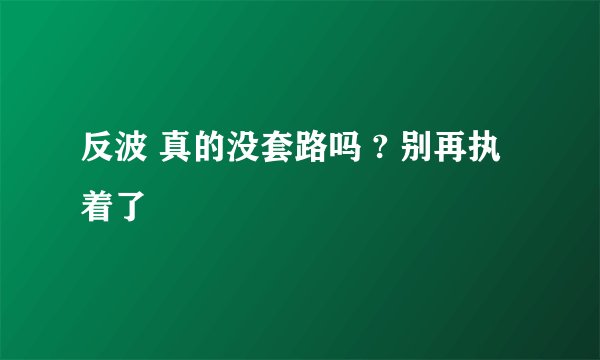 反波 真的没套路吗 ? 别再执着了