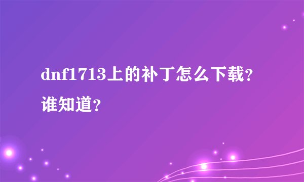 dnf1713上的补丁怎么下载？谁知道？