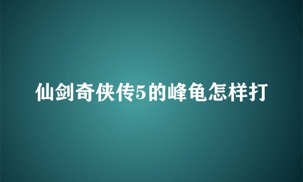 仙剑奇侠传5的峰龟怎样打