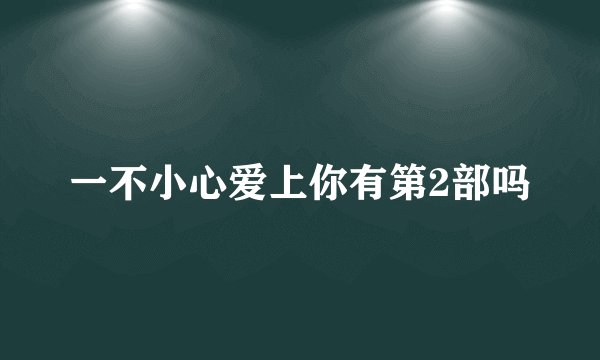 一不小心爱上你有第2部吗