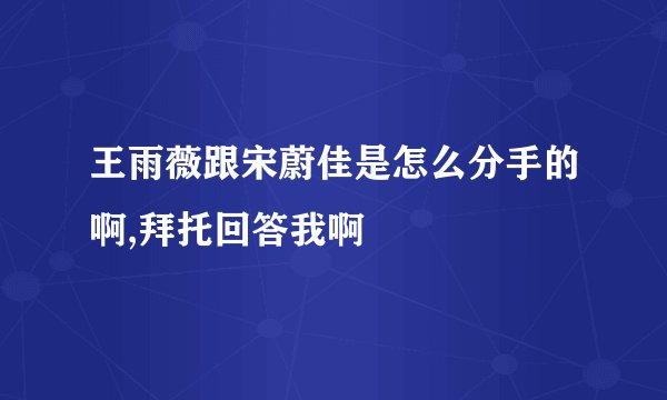 王雨薇跟宋蔚佳是怎么分手的啊,拜托回答我啊